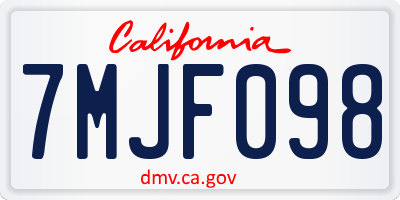 CA license plate 7MJF098