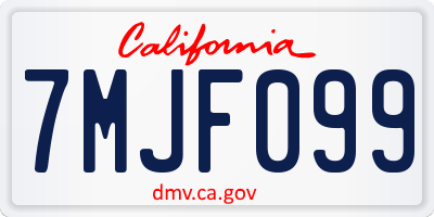 CA license plate 7MJF099