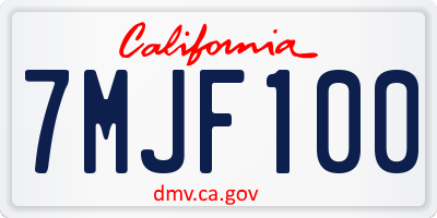 CA license plate 7MJF100