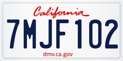 CA license plate 7MJF102