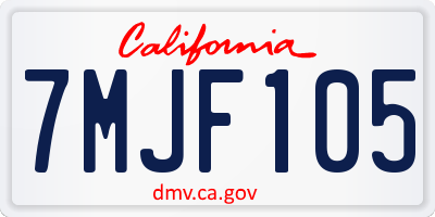 CA license plate 7MJF105