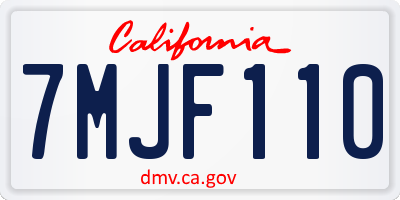 CA license plate 7MJF110
