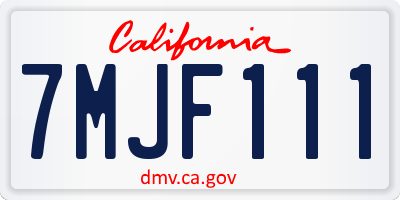 CA license plate 7MJF111