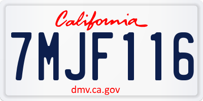 CA license plate 7MJF116