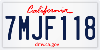 CA license plate 7MJF118
