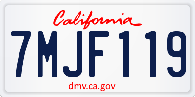 CA license plate 7MJF119