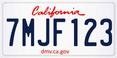 CA license plate 7MJF123