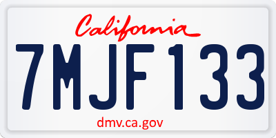 CA license plate 7MJF133