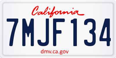 CA license plate 7MJF134