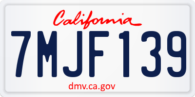 CA license plate 7MJF139