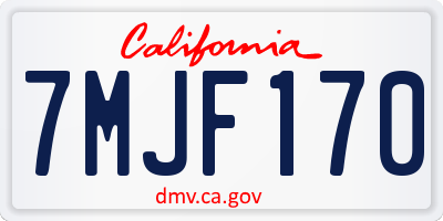 CA license plate 7MJF170