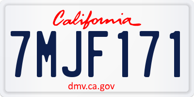 CA license plate 7MJF171