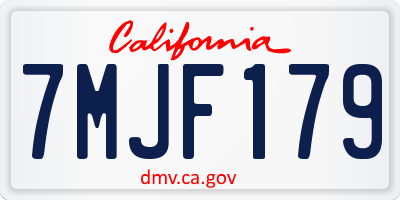 CA license plate 7MJF179