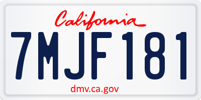 CA license plate 7MJF181