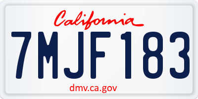 CA license plate 7MJF183