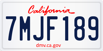 CA license plate 7MJF189