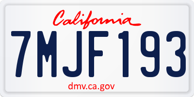 CA license plate 7MJF193