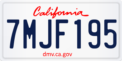 CA license plate 7MJF195