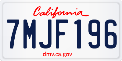 CA license plate 7MJF196