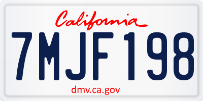 CA license plate 7MJF198
