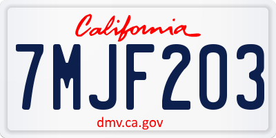 CA license plate 7MJF203