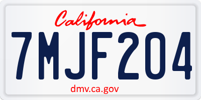 CA license plate 7MJF204