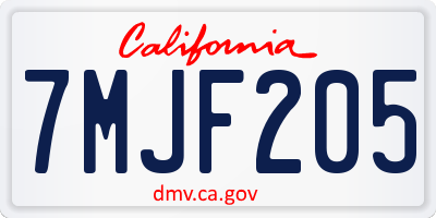 CA license plate 7MJF205