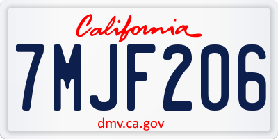 CA license plate 7MJF206
