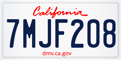 CA license plate 7MJF208