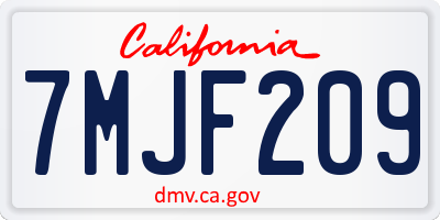CA license plate 7MJF209