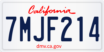 CA license plate 7MJF214