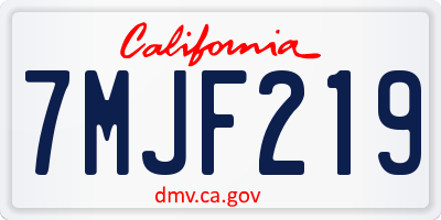 CA license plate 7MJF219