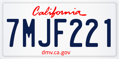 CA license plate 7MJF221