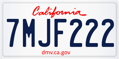 CA license plate 7MJF222