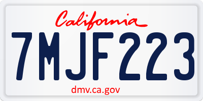 CA license plate 7MJF223