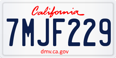 CA license plate 7MJF229