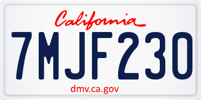 CA license plate 7MJF230