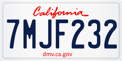 CA license plate 7MJF232