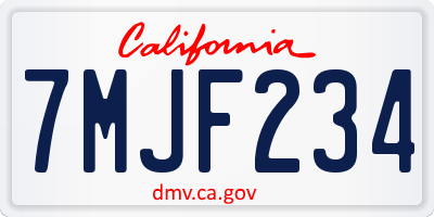 CA license plate 7MJF234
