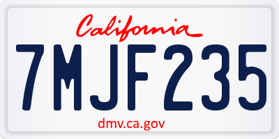 CA license plate 7MJF235