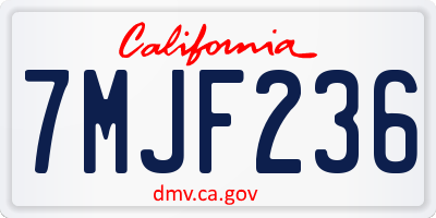 CA license plate 7MJF236