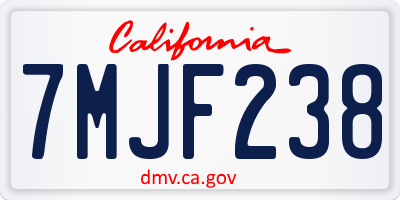 CA license plate 7MJF238