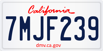 CA license plate 7MJF239