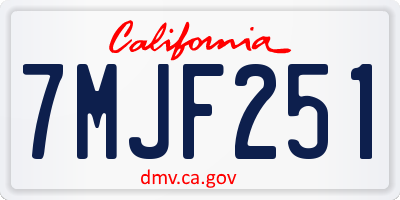 CA license plate 7MJF251