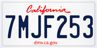 CA license plate 7MJF253