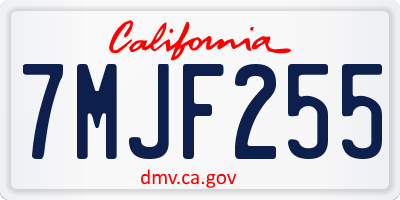 CA license plate 7MJF255