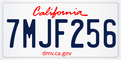 CA license plate 7MJF256