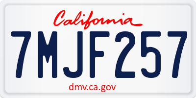 CA license plate 7MJF257