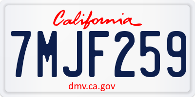 CA license plate 7MJF259