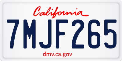 CA license plate 7MJF265